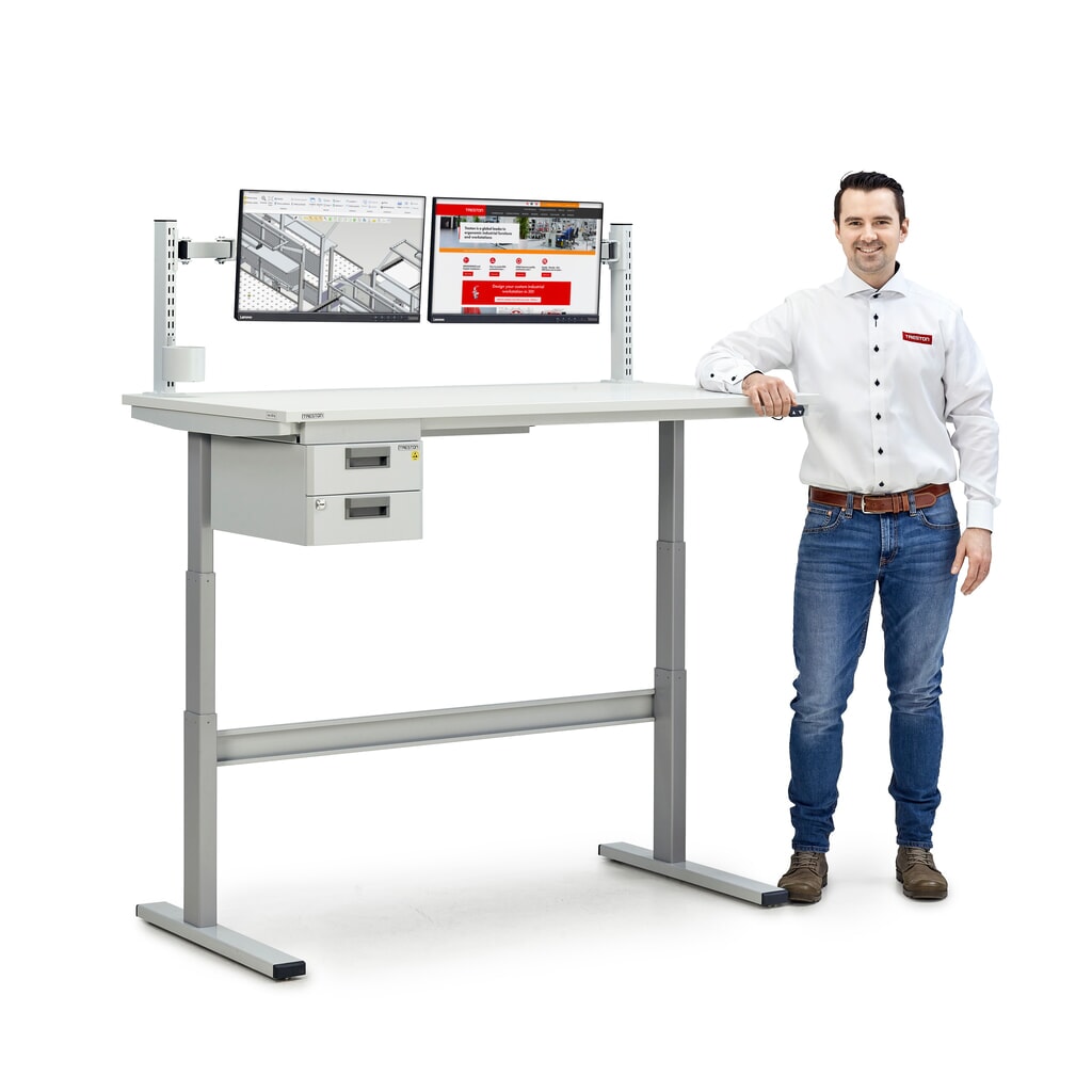 N° de l'image du produit 3 : Table de travail TRESTON TED, réglage électrique de la hauteur, HxlxP 630-1 270 x 900 x 800 mm