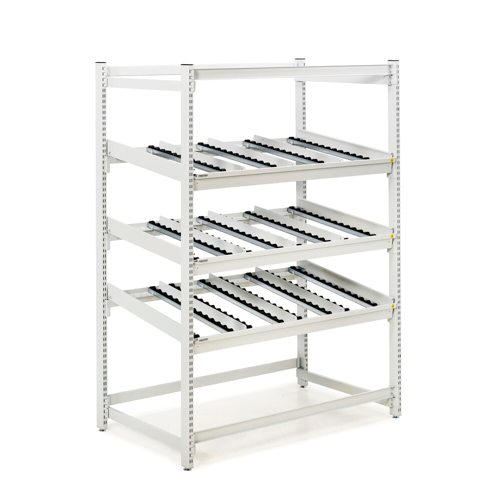 Illustration du produit: Rayonnage de mise à disposition FIFO de TRESTON, ESD, 3 niveaux de roulettes, HxlxP 1.860 x 1.385 x 805 mm