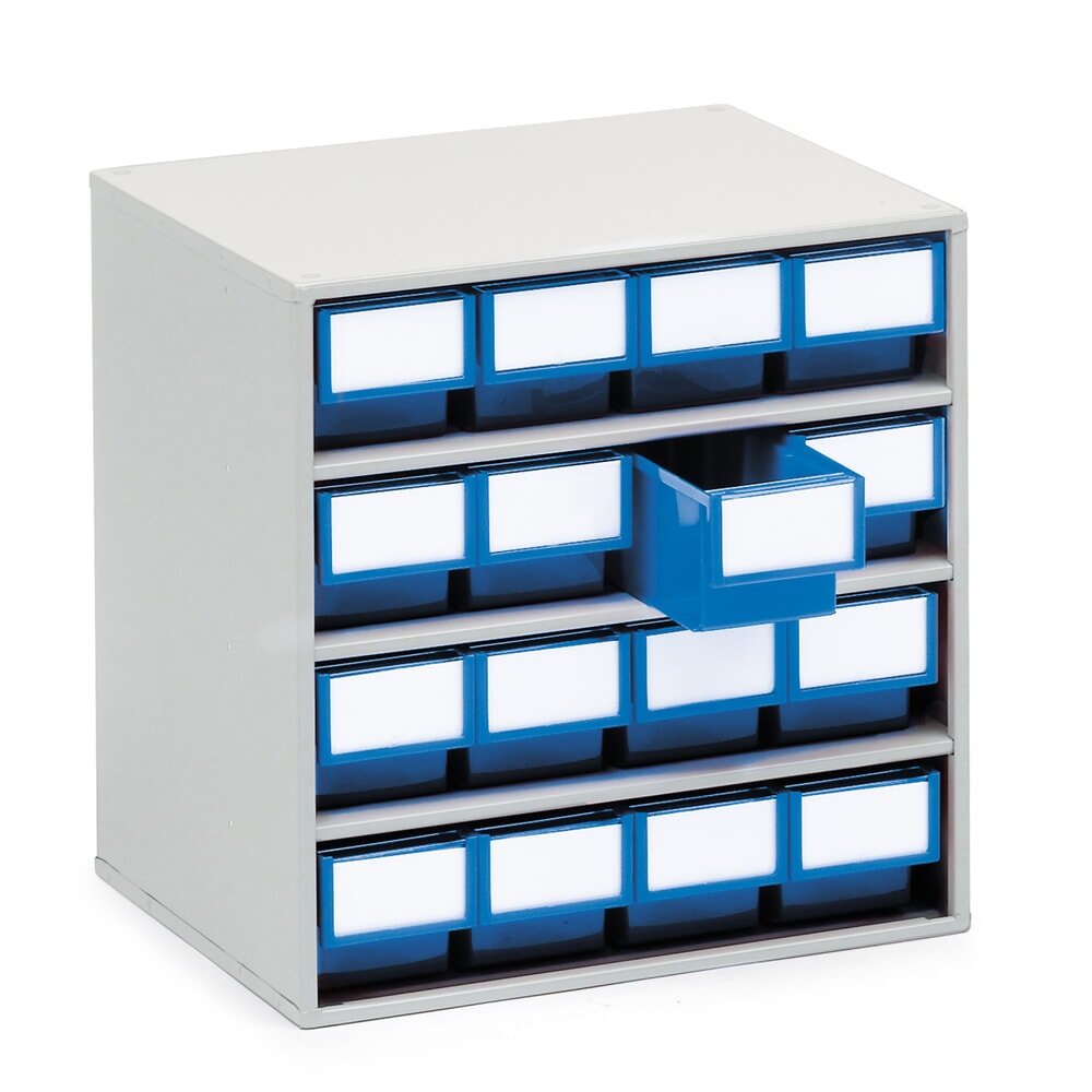 Illustration du produit: Système de rangement à tiroirs, 16 tiroirs, profondeur 300 mm, bleu