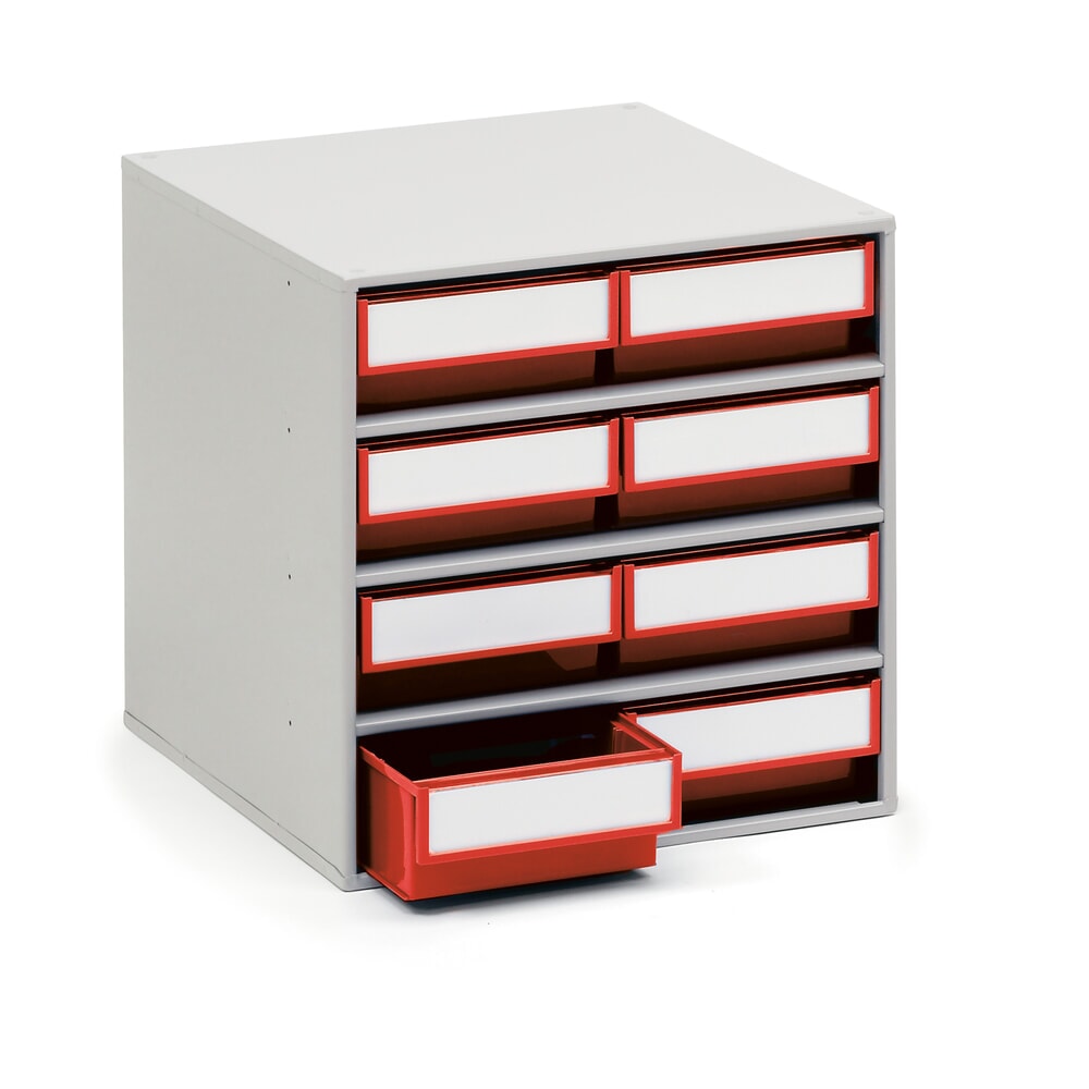 Illustration du produit: Système de rangement à tiroirs, 8 tiroirs, profondeur 400 mm, rouge