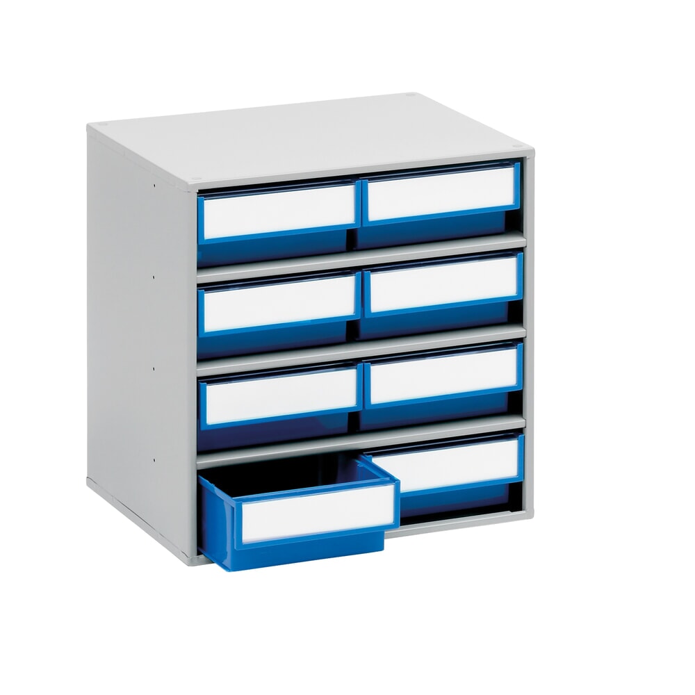 Illustration du produit: Système de rangement à tiroirs, 8 tiroirs, profondeur 300 mm, bleu