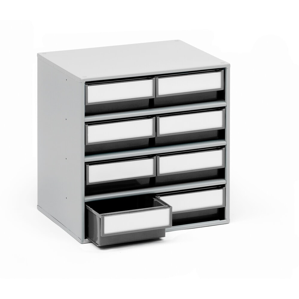 N° de l'image du produit 1 : Système de rangement à tiroirs, 8 tiroirs, profondeur 300 mm, gris anthracite
