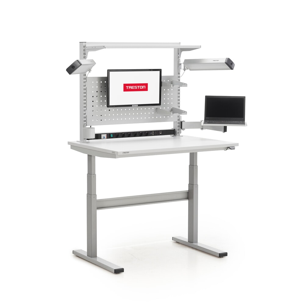 N° de l'image du produit 5 : Bras porte-écran pour table de travail TRESTON TED, capacité de charge 7 kg, longueur de bras 2x 200 mm