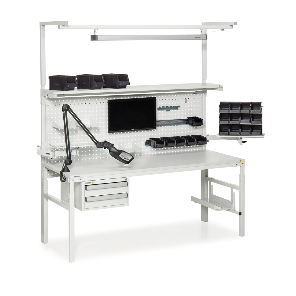 N° de l'image du produit 5 : Table de travail TRESTON TPH avec étagère, ESD, réglable en hauteur manuellement, lxP 1 200 x 700 mm