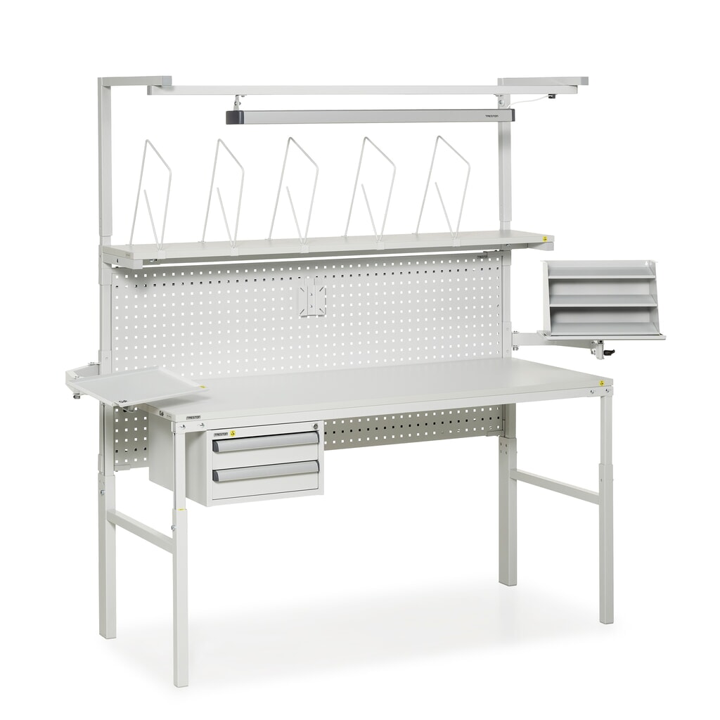 N° de l'image du produit 4 : TRESTON Table de travail avec tablette surélevée, réglable en hauteur, capacité de charge 300 kg, lxP 1 800 x 900 mm