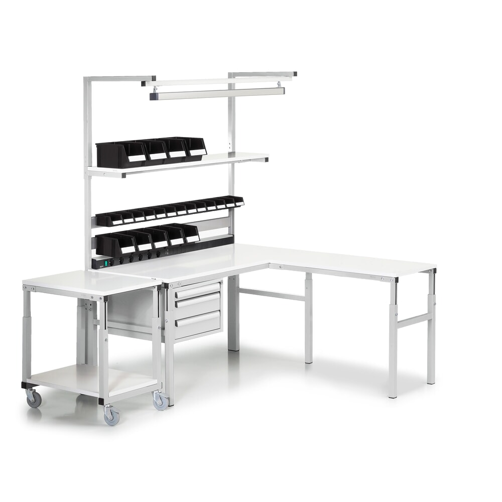 N° de l'image du produit 6 : Table de travail TRESTON TPH avec étagère, ESD, réglable en hauteur manuellement, lxP 1 200 x 700 mm