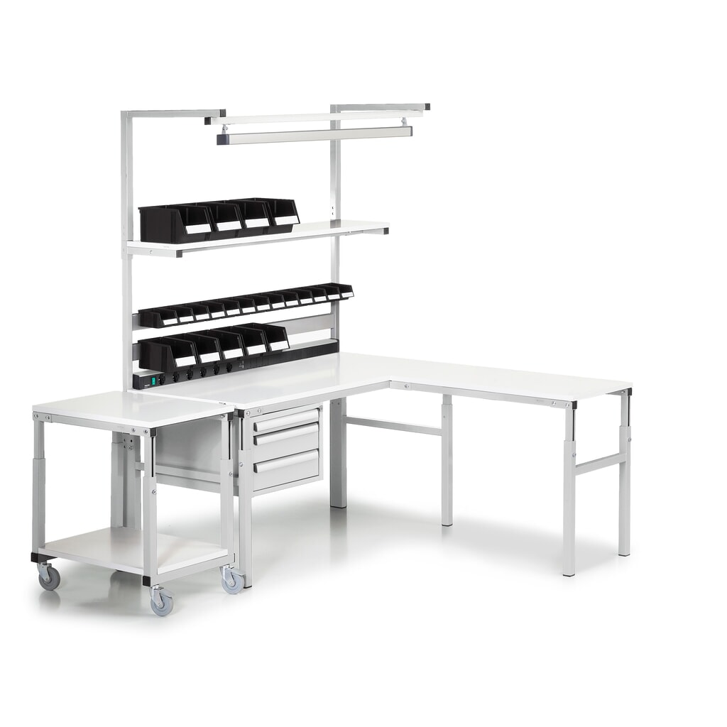 N° de l'image du produit 6 : Table de travail TRESTON TPH avec étagère, ESD, réglable en hauteur manuellement, lxP 1 200 x 700 mm