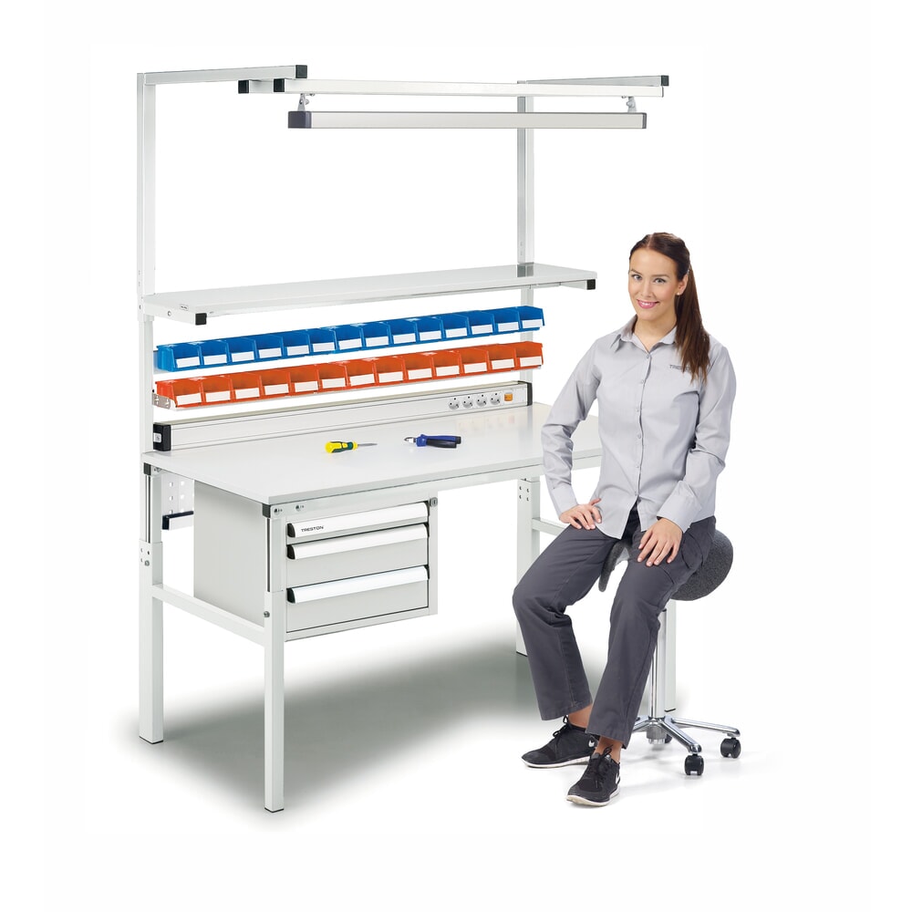N° de l'image du produit 5 : TRESTON Table de travail avec tablette surélevée, réglable en hauteur, capacité de charge 300 kg, lxP 1 500 x 700 mm