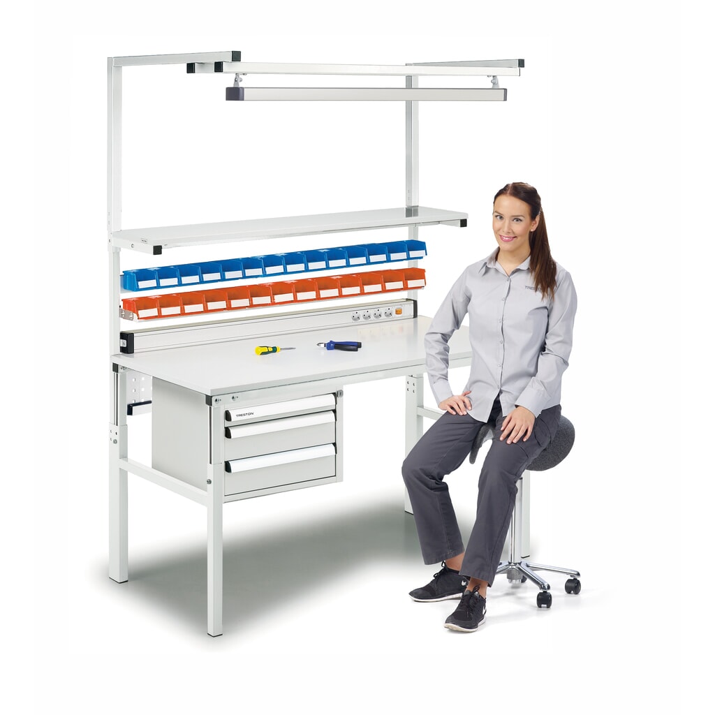 TRESTON Table de travail avec tablette surélevée, réglable en hauteur, capacité de charge 300 kg, lxP 1 800 x 900 mm N° de l'image du produit 5 : TRESTON Table de travail avec tablette surélevée, réglable en hauteur, capacité de charge 300 kg, lxP 1 800 x 900 mm