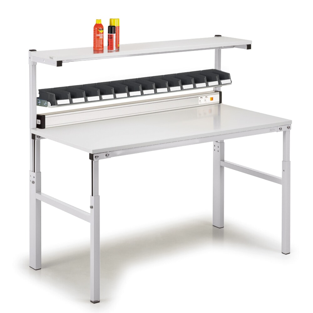 N° de l'image du produit 7 : Table de travail TRESTON TPH avec étagère, ESD, réglable en hauteur manuellement, lxP 1 200 x 700 mm
