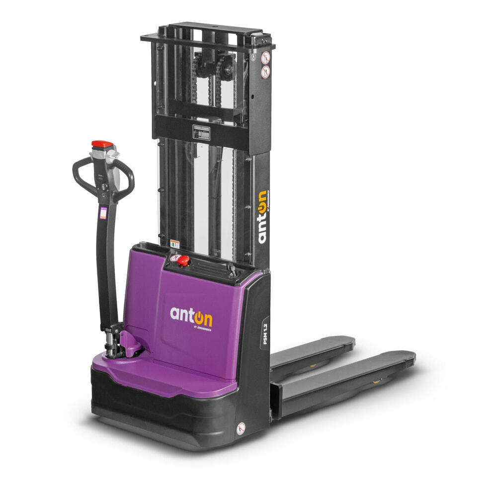 Illustration du produit: Gerbeur électrique AntOn by Jungheinrich PSM 1.2, avec mât télescopique double, capacité de charge 1 200 kg, hauteur de levée 2 522 mm