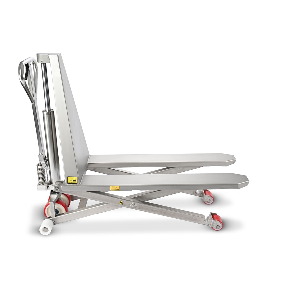 N° de l'image du produit 8 : Transpalette à ciseaux en acier inoxydable Ameise® PTM 1.0 Scissor INOX, capacité de charge 1 000 kg, longueur de fourche 1 200 mm, nylon