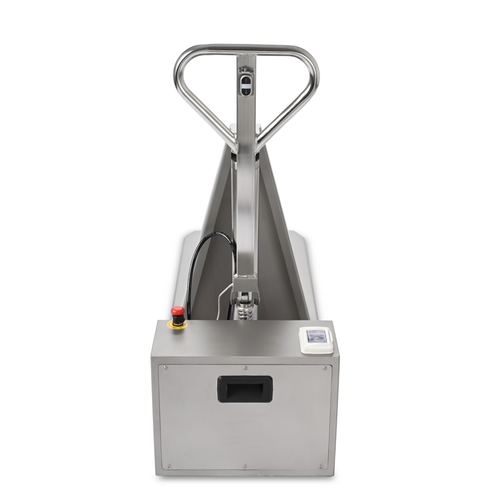 N° de l'image du produit 2 : Transpalette à ciseaux en acier inoxydable Ameise® PTM 1.0 Scissor INOX, capacité de charge 1 000 kg, électrohydraulique, longueur de fourche 1 200 mm, nylon