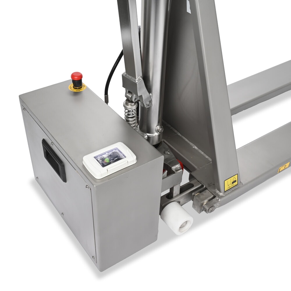 N° de l'image du produit 13 : Transpalette à ciseaux en acier inoxydable Ameise® PTM 1.0 Scissor INOX, capacité de charge 1 000 kg, électrohydraulique, longueur de fourche 1 200 mm, nylon