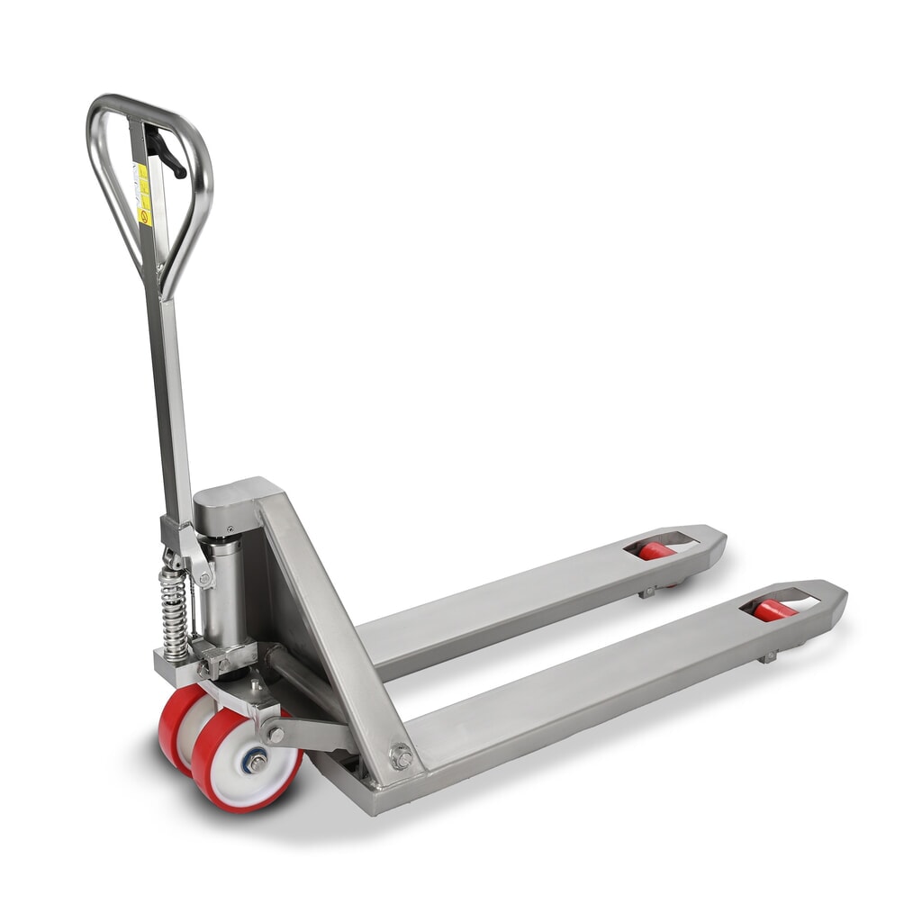 Transpalette en acier inoxydable Ameise® PTM 2.0 INOX, capacité de charge 2 000 kg, longueur de fourche 1 150 mm, nylon Illustration du produit: Transpalette en acier inoxydable Ameise® PTM 2.0 INOX, capacité de charge 2 000 kg, longueur de fourche 1 150 mm, nylon