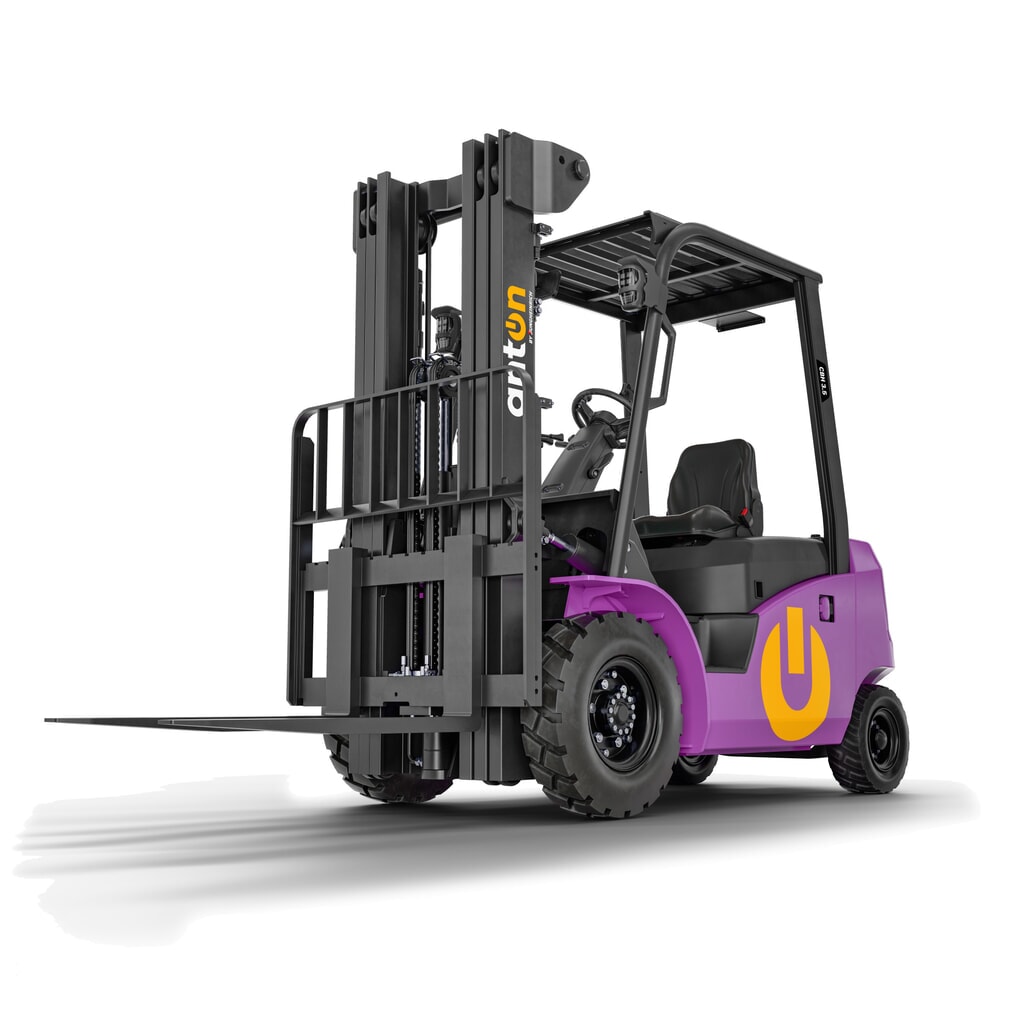 N° de l'image du produit 1 : AntOn by Jungheinrich chariot élévateur électrique CBH 3.5 avec mât télescopique double, hauteur de levage 3 300 mm, capacité de charge 3 500 kg, y compris chargeur externe 80 V, 60 A, CEE, 5-pin