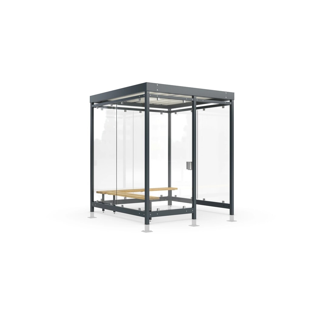 Illustration du produit: wsm® abri pour fumeurs Professional Köln, vitrage ESG, éclairage intégré, en kit, H x l x P 2440 mm x 2165 mm x 2165 mm