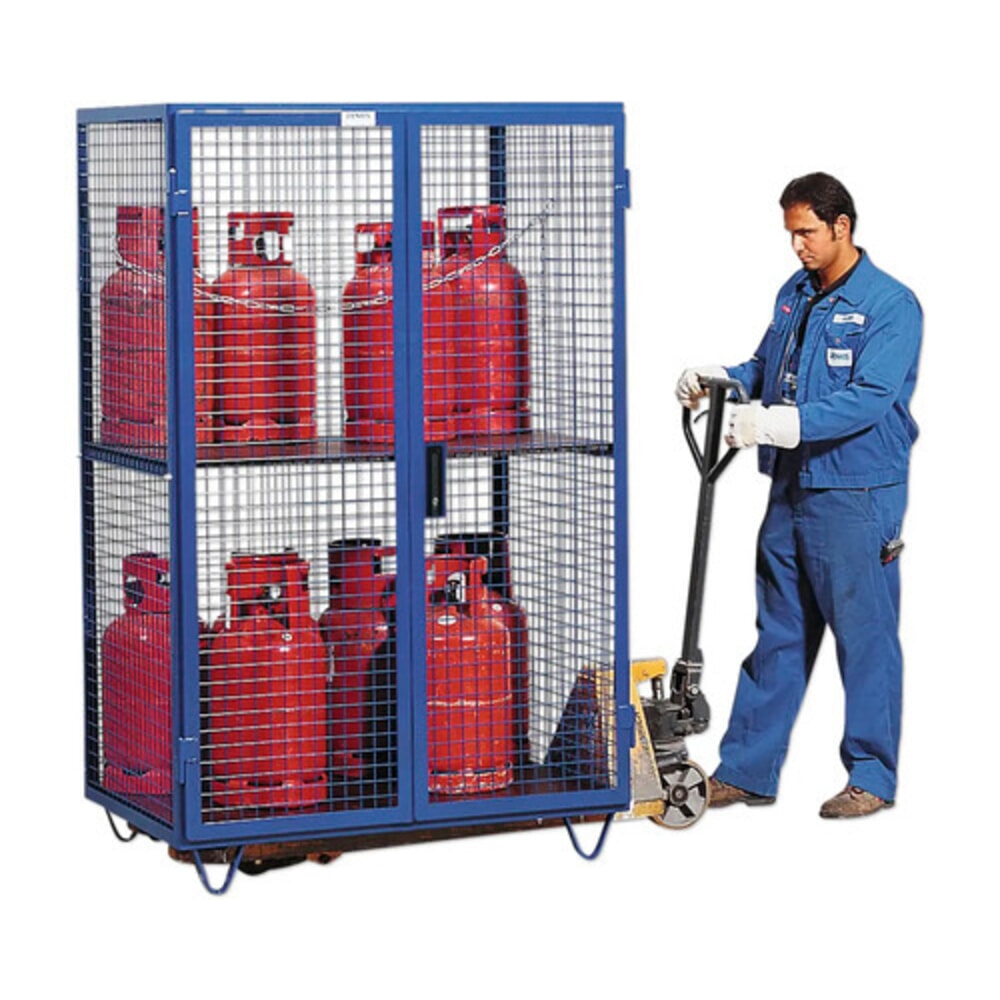 N° de l'image du produit 3 : Armoire grillagée pour bouteilles de gaz ,porte à doubles battants, pieds, H x l x P 1 970 x 1 250 x 800 mm