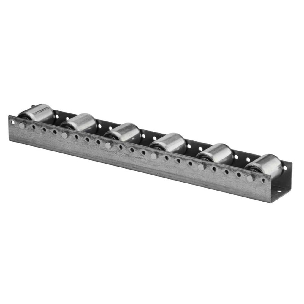 Rail à galets pour palettes, acier, transport longitudinal par paliers de 104-208 mm, transport transversal par paliers de 130 mm N° de l'image du produit 1 : Rail à galets pour palettes, acier, transport longitudinal par paliers de 104-208 mm, transport transversal par paliers de 130 mm