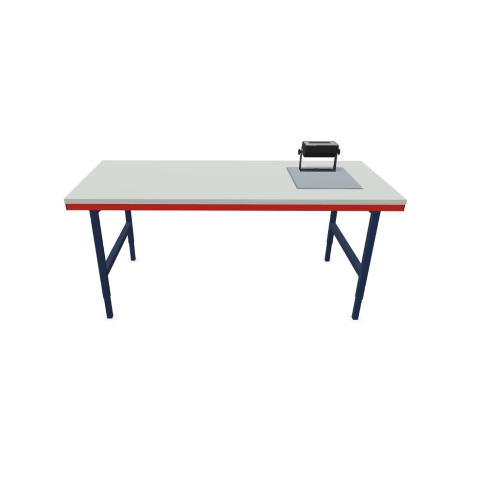 N° de l'image du produit 1 : Rocholz Table d’emballage SYSTEM 2000 réglable manuellement en hauteur avec balance jusqu’à 60 kg, non soumise à l’homologation métrologique, H x l x P 690-960 x 2 000 x 920 mm
