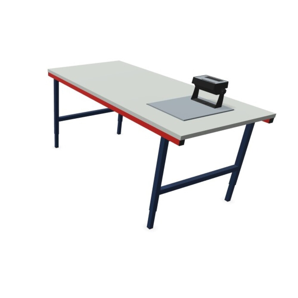 N° de l'image du produit 6 : Rocholz Table d’emballage SYSTEM 2000 réglable manuellement en hauteur avec balance jusqu’à 60 kg, non soumise à l’homologation métrologique, H x l x P 690-960 x 2 000 x 920 mm