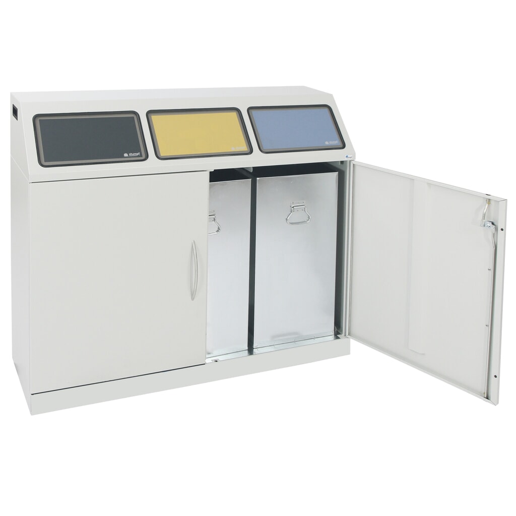 N° de l'image du produit 6 : Collecteur de recyclage stumpf®, 3x 70 litres, avec porte battante et cuve intérieure