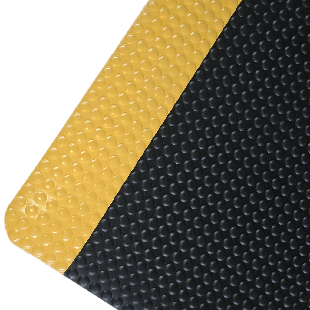 N° de l'image du produit 1 : Tapis anti-fatigue ErgoSoft Strong Steinbock®, sculptures en demi-cercle, double épaisseur, l x L 600 x 1 000 mm, noir/jaune