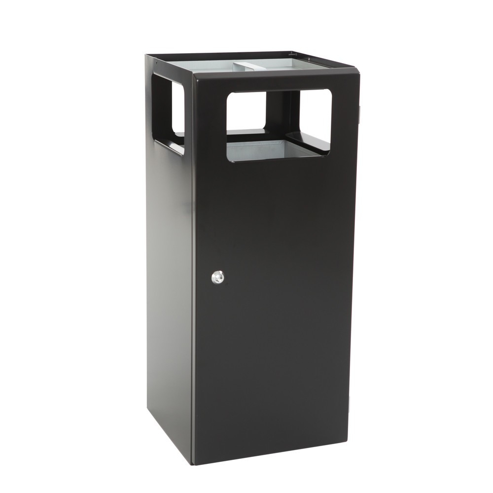Illustration du produit: Poubelle-cendrier Pyramide, carrée, contenant de base en acier inoxydable, 70 litres, noir