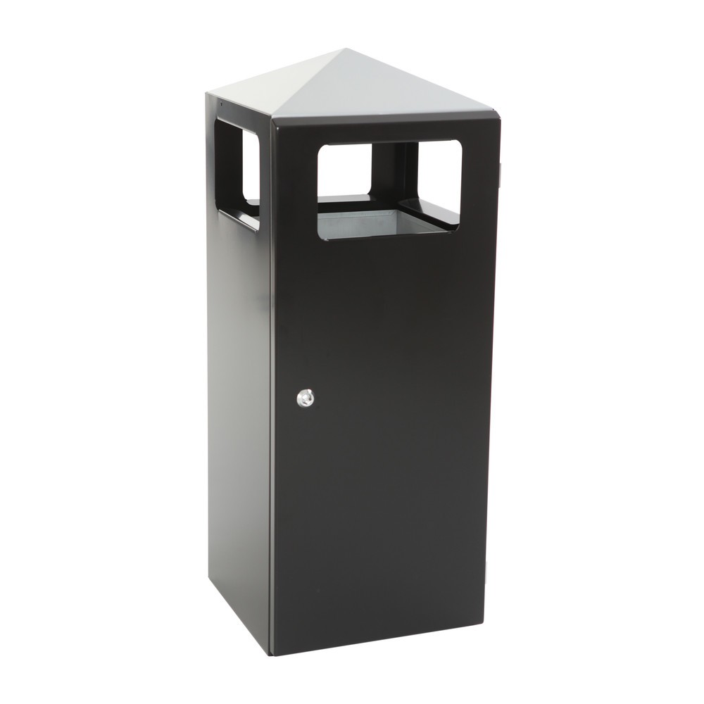 Numéro de l'image du produit 2: Poubelle-cendrier Pyramide, carrée, contenant de base en acier inoxydable, 70 litres, noir