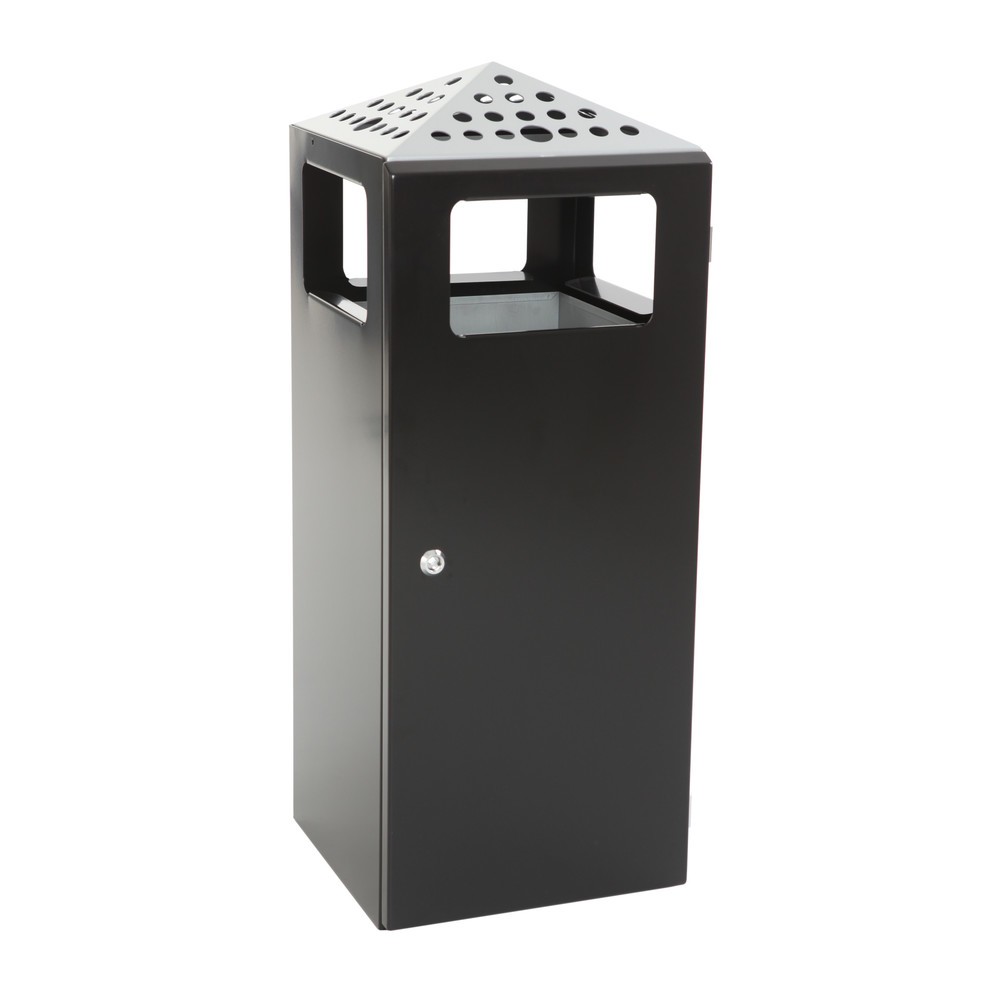 Numéro de l'image du produit 3: Poubelle-cendrier Pyramide, carrée, contenant de base en acier inoxydable, 70 litres, noir