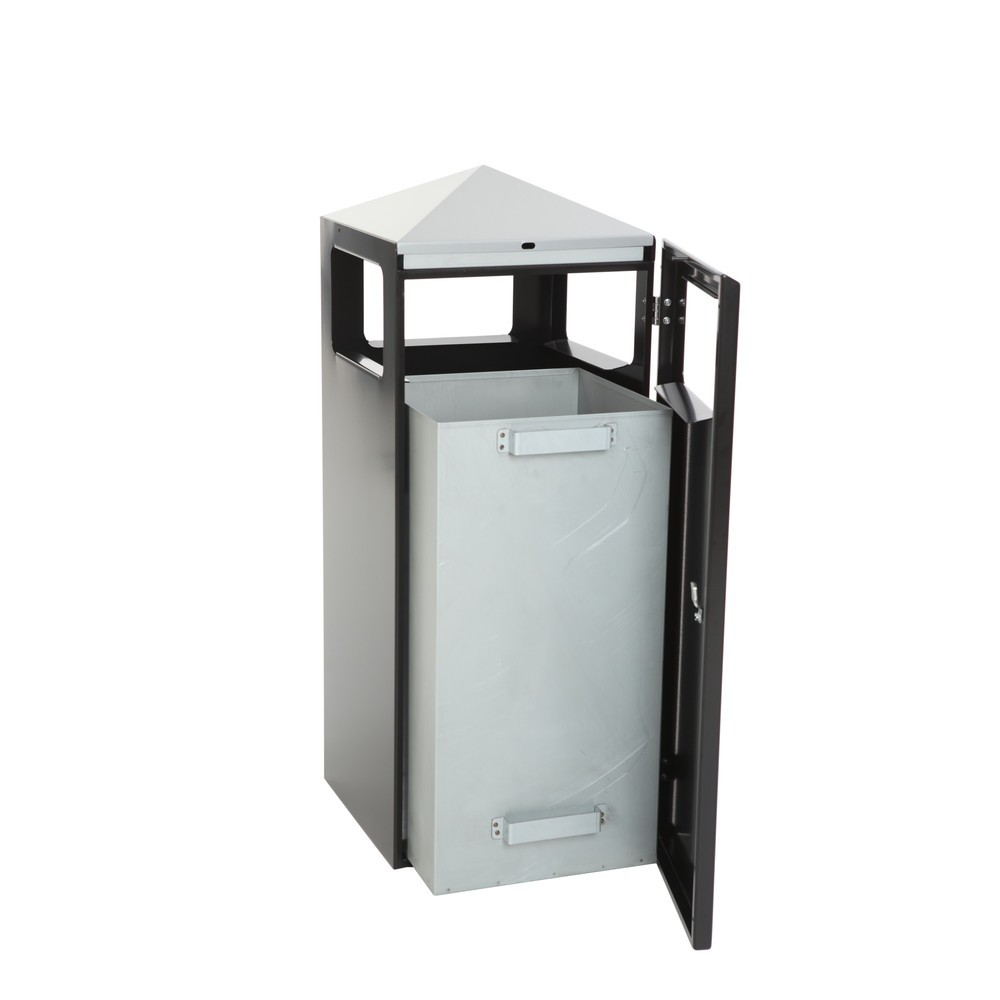 Numéro de l'image du produit 4: Poubelle-cendrier Pyramide, carrée, contenant de base en acier inoxydable, 70 litres, noir