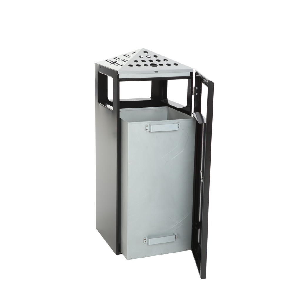 Numéro de l'image du produit 5: Poubelle-cendrier Pyramide, carrée, contenant de base en acier inoxydable, 70 litres, noir
