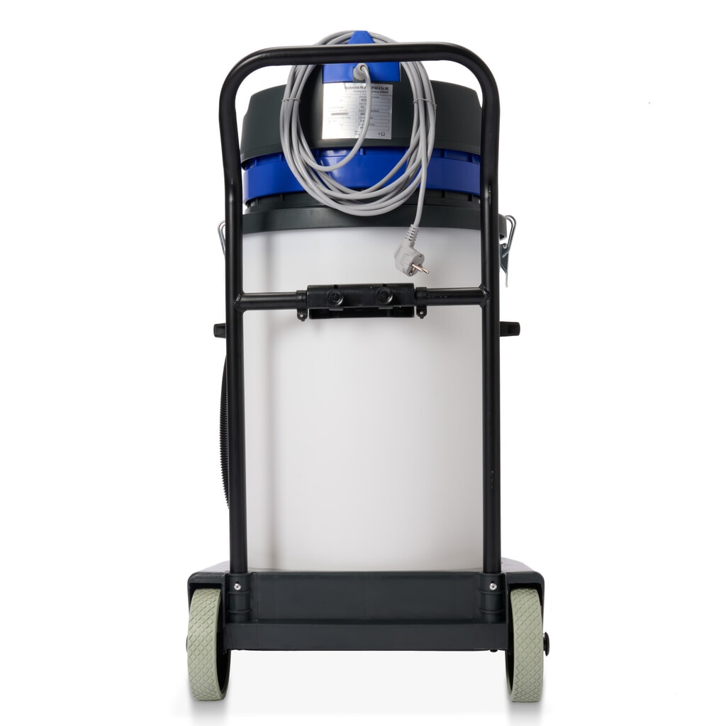 N° de l'image du produit 5 : Aspirateur industriel HEMMDAL, eau + poussière, cuve en plastique, 2 000 W, 70 l, châssis basculant, dossier de poussée, tuyau de vidange