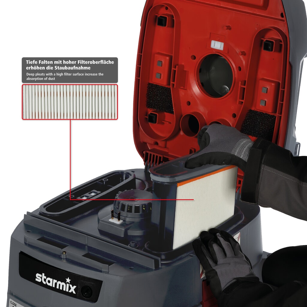 Aspirateur industriel starmix iPulse, classe de poussières M, châssis mobile basculant, 1 600 W, 35 l N° de l'image du produit 5 : Aspirateur industriel starmix iPulse, classe de poussières M, châssis mobile basculant, 1 600 W, 35 l
