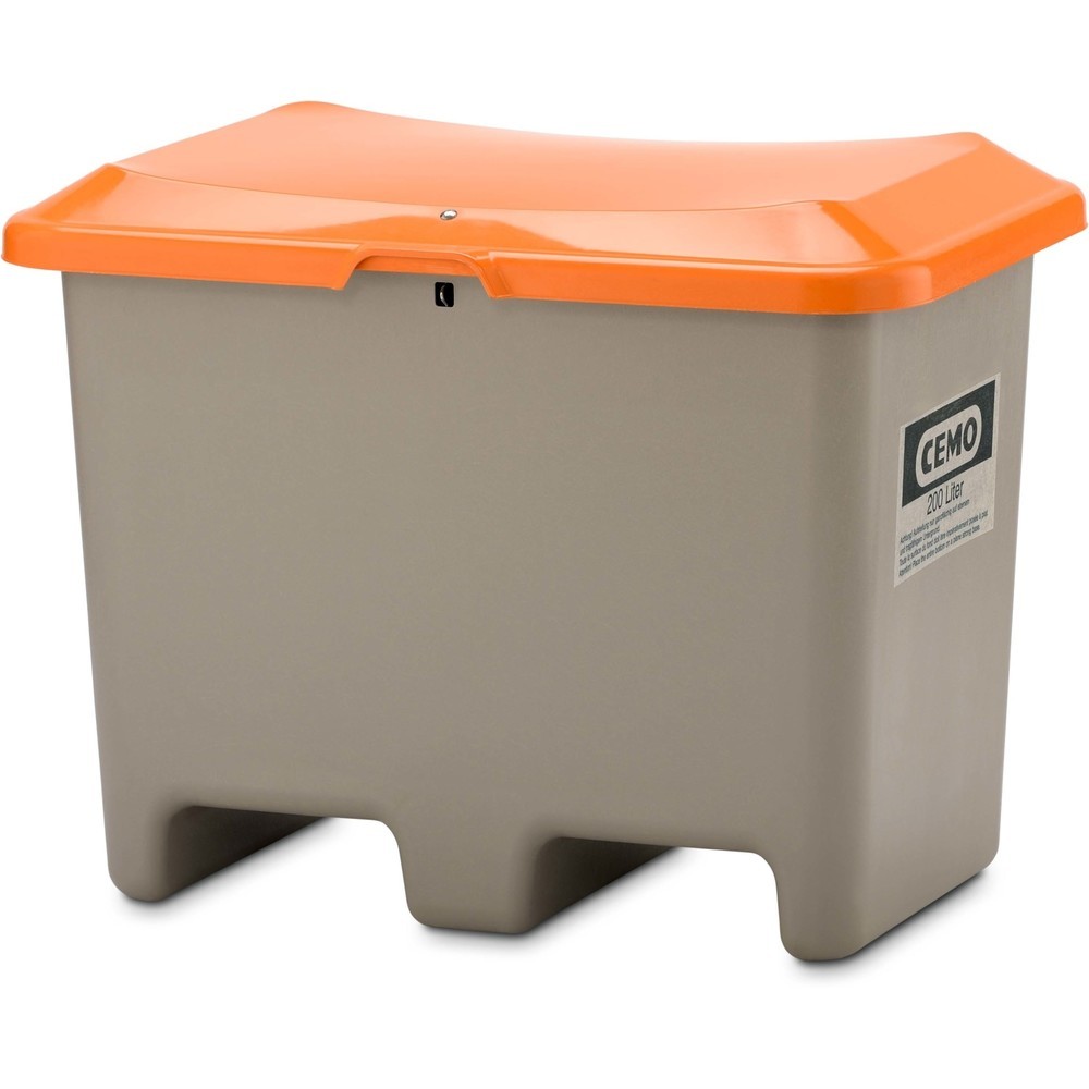 Numéro de l'image du produit 2: Bac à sel CEMO, gris/orange, 200 litres, avec entrées de fourche