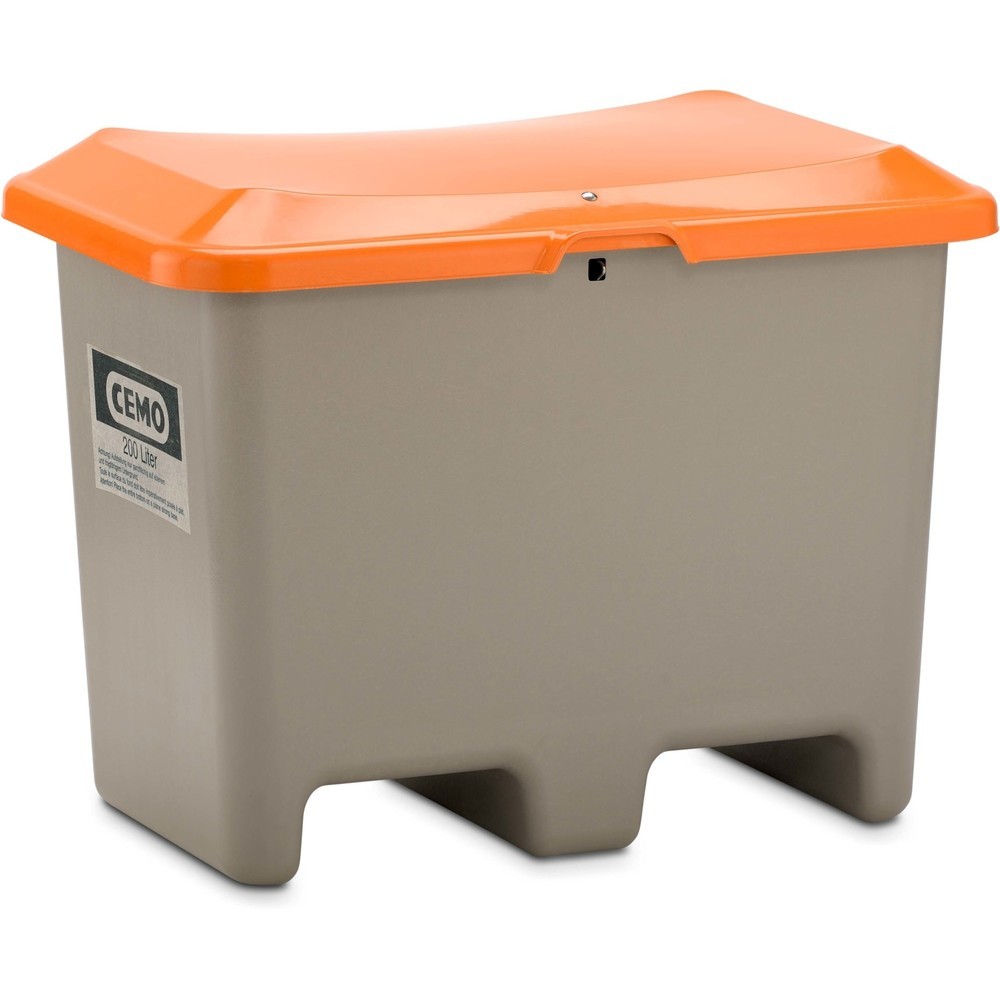 Numéro de l'image du produit 1: Bac à sel CEMO, gris/orange, 200 litres, avec entrées de fourche