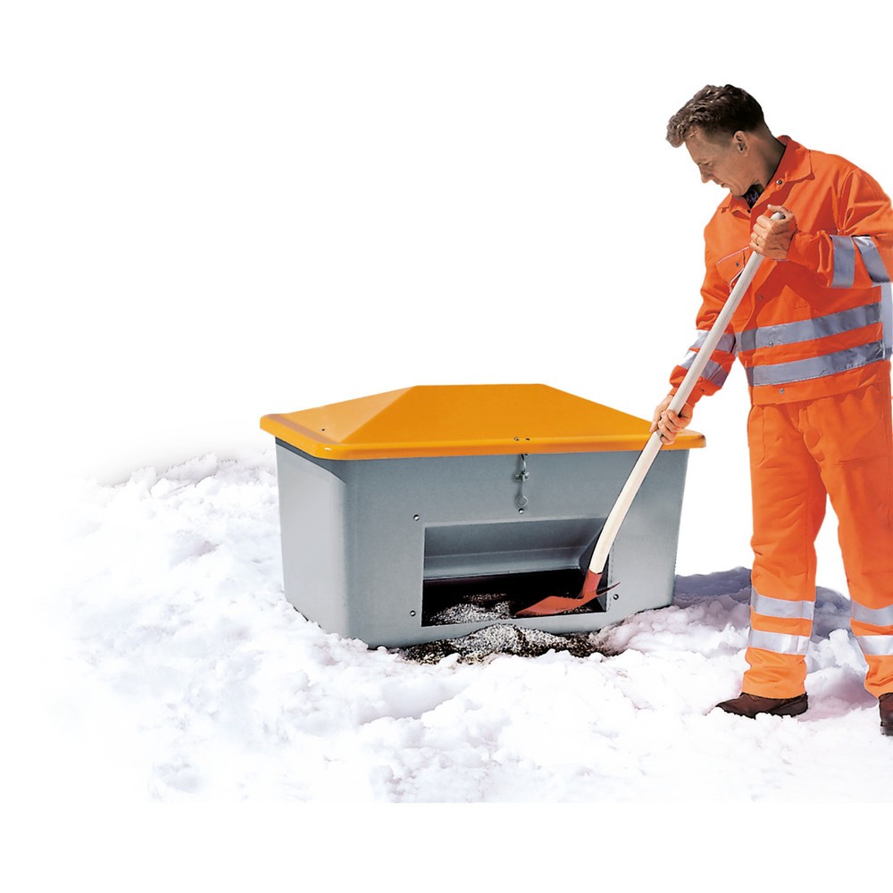 Numéro de l'image du produit 1: Bac à sel CEMO avec ouverture d’écoulement, gris/orange, 550 litres