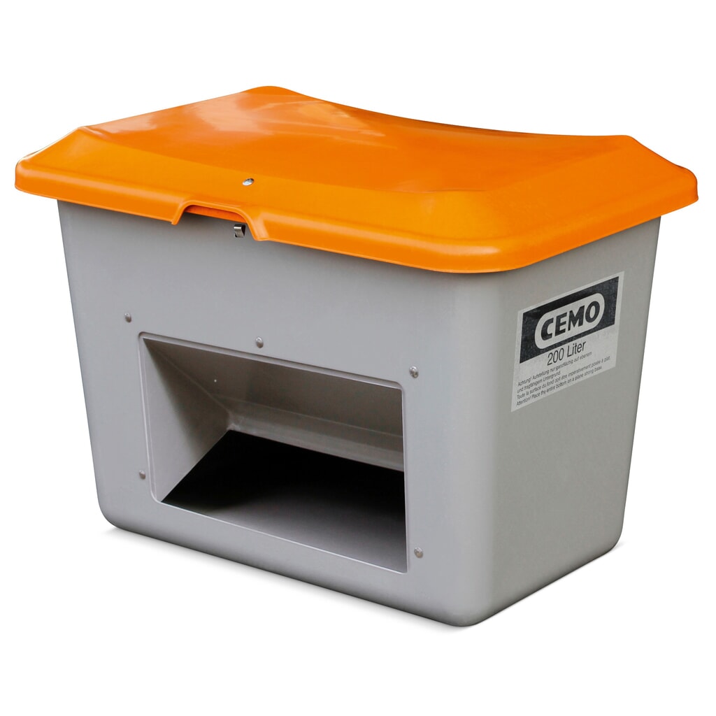 N° de l'image du produit 1 : Bac à sel CEMO avec ouverture d’écoulement, gris/orange, 200 litres