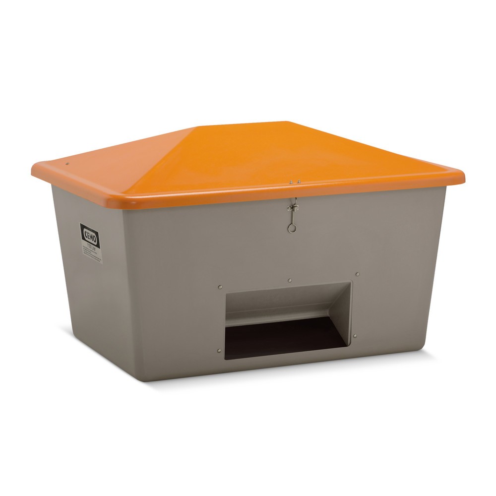 Numéro de l'image du produit 1: Bac à sel CEMO avec ouverture d’écoulement, gris/orange, 1 100 litres