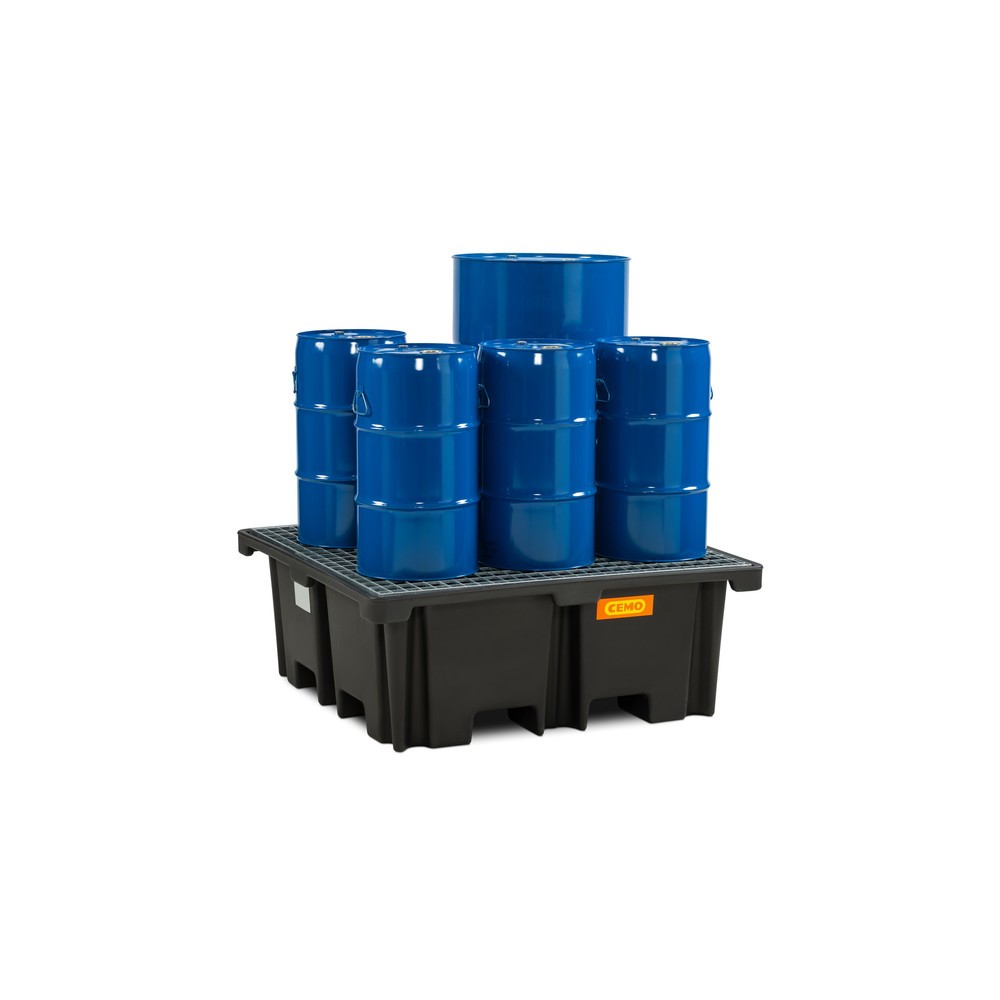Numéro de l'image du produit 2: Bac collecteur pour palettes CEMO 400/4, pour 1 palette 1 200 x 1 200 mm, contenance 400 l, avec grille en acier