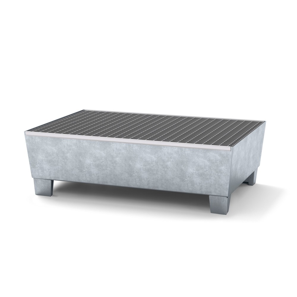 Illustration du produit: Bac de rétention asecos® en acier, avec fourreaux, 2x 200 l, HxlxP 350 x 815 x 1 240 mm, galvanisé