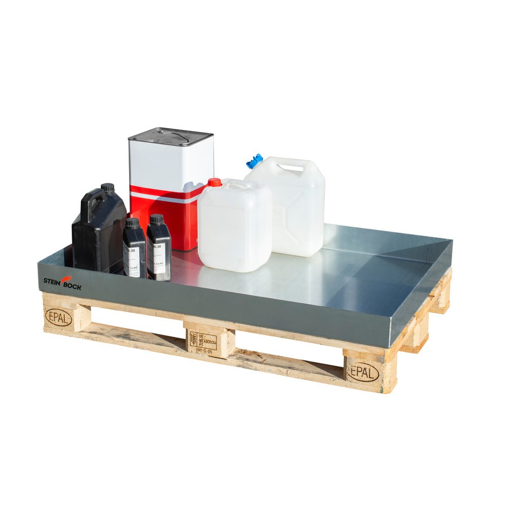 Numéro de l'image du produit 2: Bac de rétention pour petits bidons, en acier, pour palettes, HxlxP 120 x 600 x 1 200 mm
