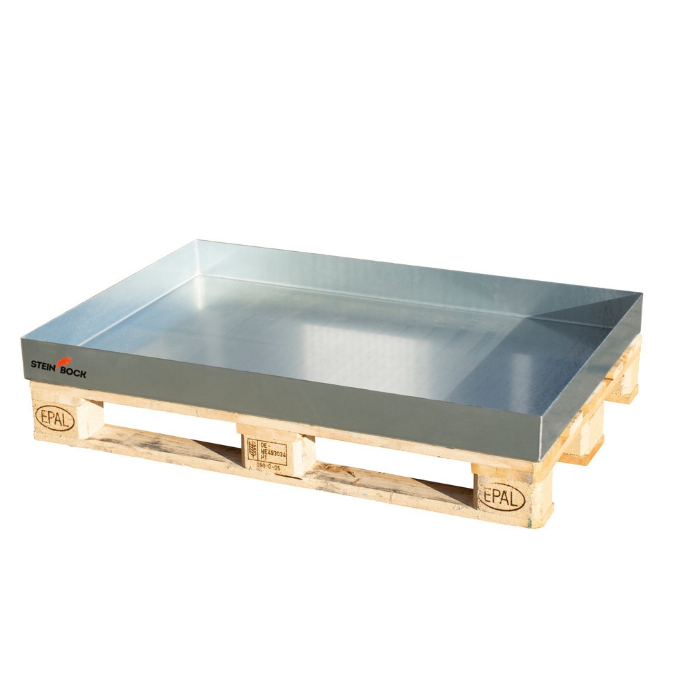 Numéro de l'image du produit 1: Bac de rétention pour petits bidons, en acier, pour palettes, HxlxP 120 x 600 x 1 200 mm