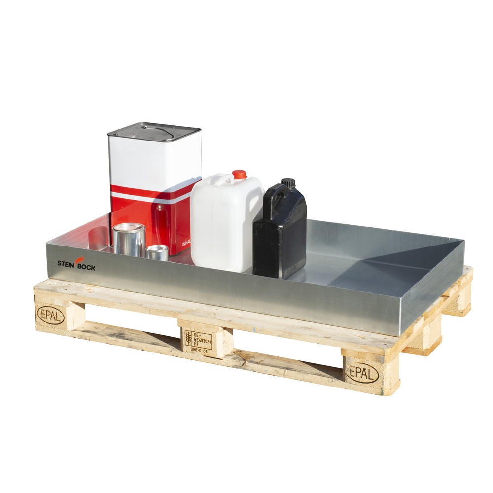 Numéro de l'image du produit 2: Bac de rétention pour petits bidons, en acier, pour palettes, HxlxP 100 x 800 x 1 200 mm