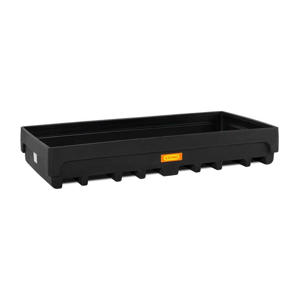 Illustration du produit: Bac de rétention pour rayonnage en PE CEMO 27/1100, pour compartiment 2 700 x 1 100 mm, volume 1 100 l, pour 3 palettes