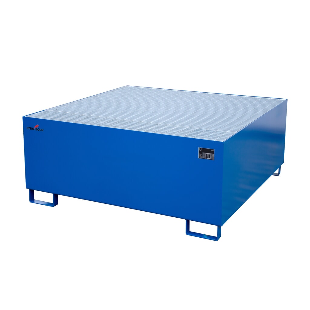 Steinbock® bac de rétention en acier pour 1 cuve KTC/IBC, bleu Illustration du produit: Steinbock® bac de rétention en acier pour 1 cuve KTC/IBC, bleu
