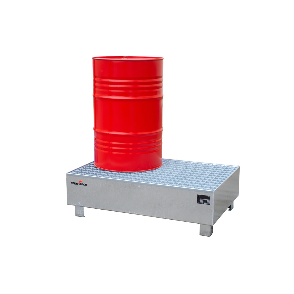 Steinbock® bac de rétention , 2 x 200 l, H x l x P 360 x 1 200 x 800 mm, grille incluse, galvanisé à chaud N° de l'image du produit 4 : Steinbock® bac de rétention , 2 x 200 l, H x l x P 360 x 1 200 x 800 mm, grille incluse, galvanisé à chaud