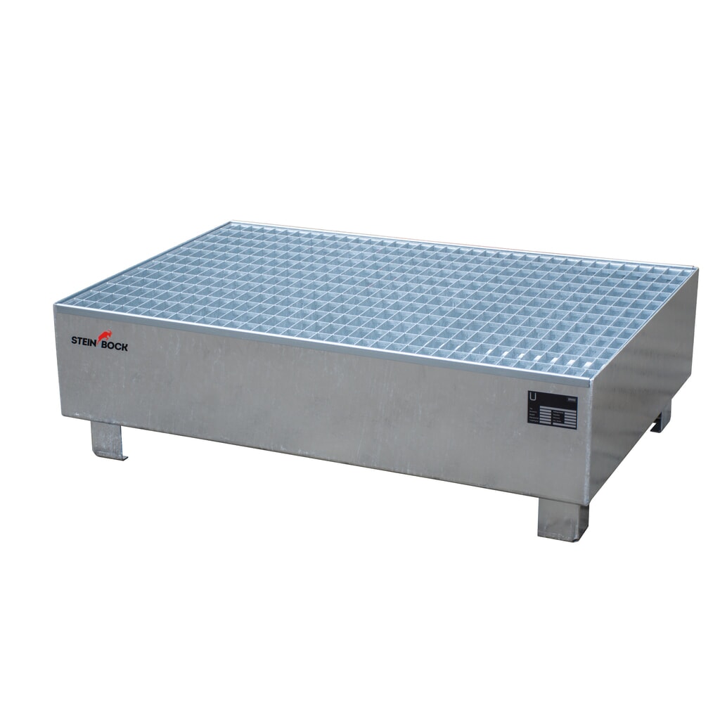 Illustration du produit: Steinbock® bac de rétention , 2 x 200 l, H x l x P 360 x 1 200 x 800 mm, grille incluse, galvanisé à chaud