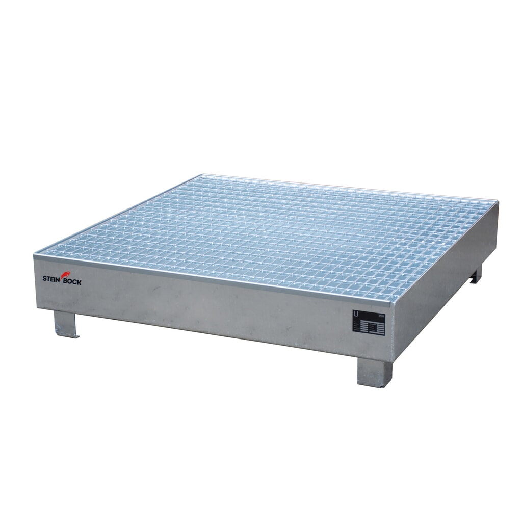 Illustration du produit: Steinbock® bac de rétention , 4 x 200 l, H x l x P 285 x 1 200 x 1 200 mm, grille incluse, galvanisé à chaud
