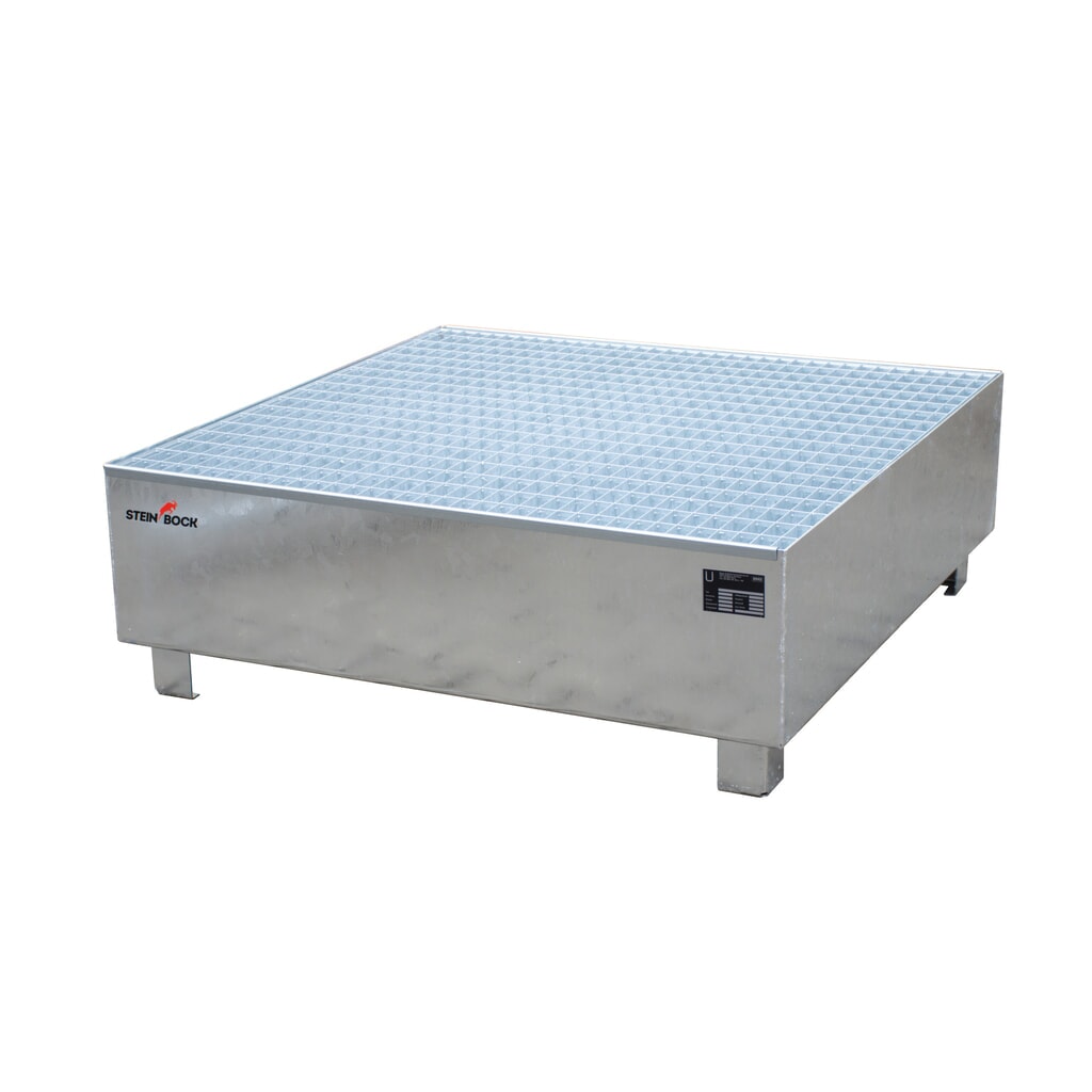 Illustration du produit: Steinbock® bac de rétention , 4 x 200 l, H x l x P 415 x 1 200 x 1 200 mm, grille incluse, galvanisé à chaud